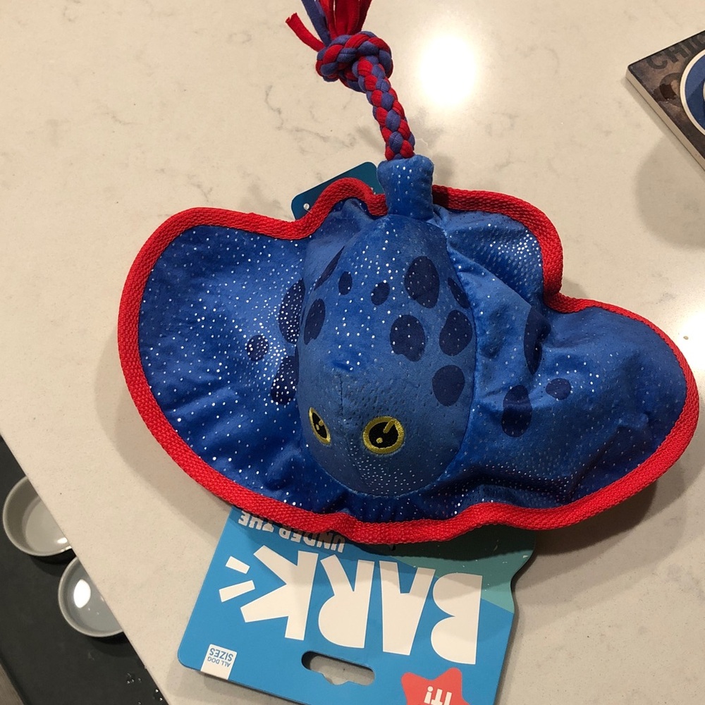 Bark Blue and Red Stingray Dog Toy